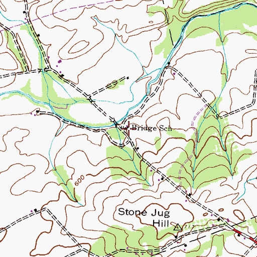 Topographic Map of Bridge School, PA