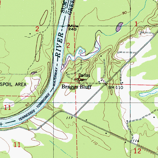 Topographic Map of Dallas Cemetery, AL