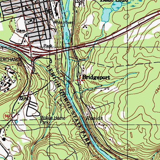 Topographic Map of Bridgeport, PA