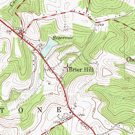 Topographic Map of Brier Hill, PA