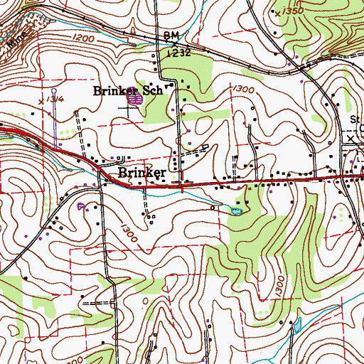 Topographic Map of Brinker, PA