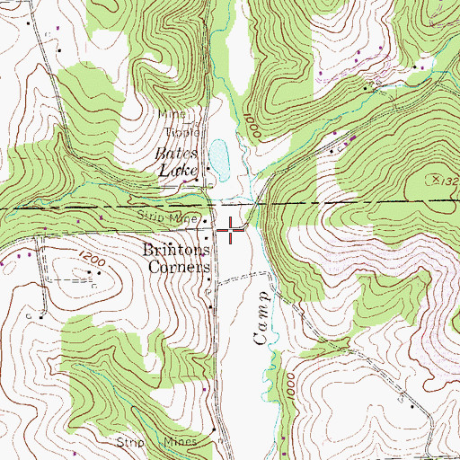 Topographic Map of Brintons Corners, PA