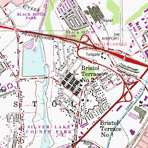 Topographic Map of Bristol Terrace Number Two, PA