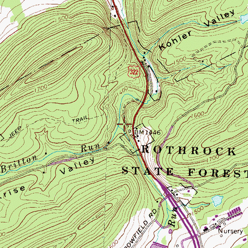 Topographic Map of Britton Run, PA
