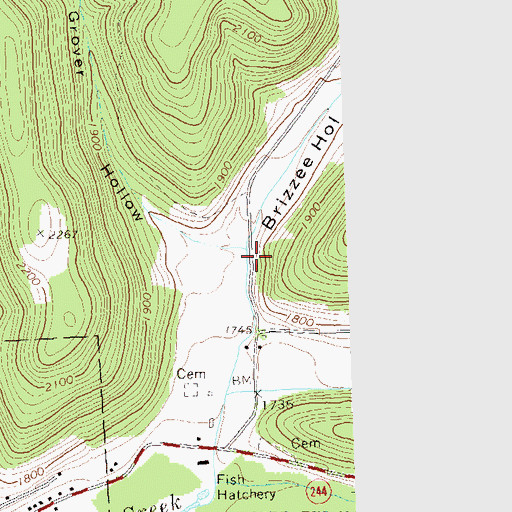 Topographic Map of Brizzee Hollow, PA