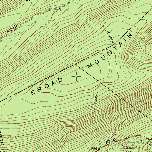 Topographic Map of Broad Mountain, PA
