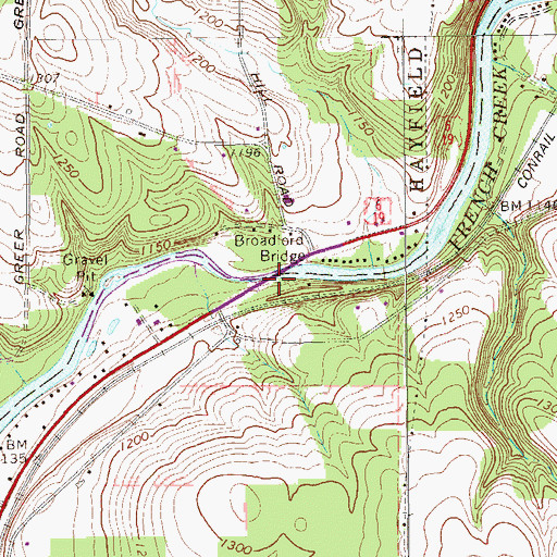 Topographic Map of Broadford Bridge, PA