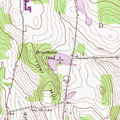 Topographic Map of Broadhead Pond, PA