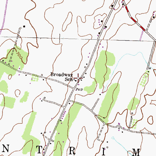 Topographic Map of Broadway School, PA