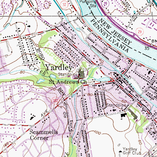Topographic Map of Brock Creek, PA