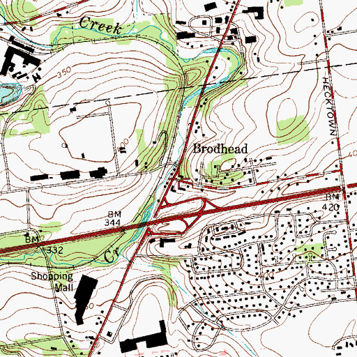 Topographic Map of Brodhead, PA
