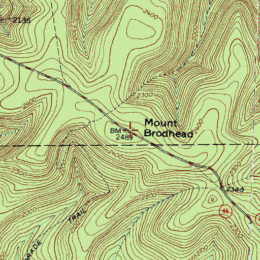Topographic Map of Mount Brodhead, PA
