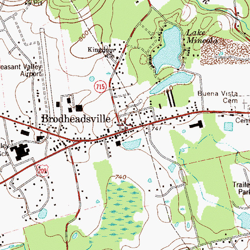 Topographic Map of Brodheadsville, PA