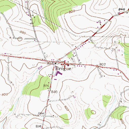 Topographic Map of Brogue, PA