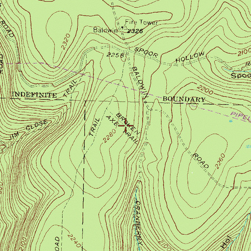 Topographic Map of Broken Axe Trail, PA