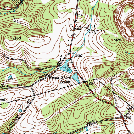 Topographic Map of Brook Shore Lakes, PA