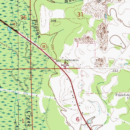 Topographic Map of Damascus Baptist Church, AL