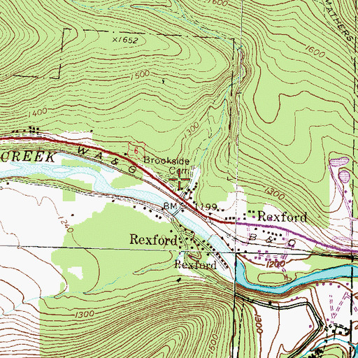 Topographic Map of Brookside Cemetery, PA