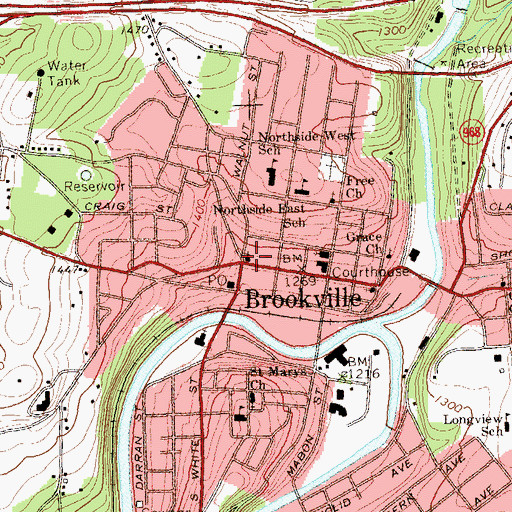 Topographic Map of Brookville, PA