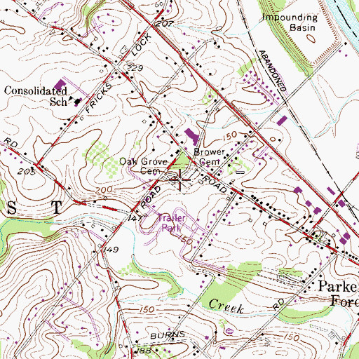Topographic Map of Brower Cemetery, PA