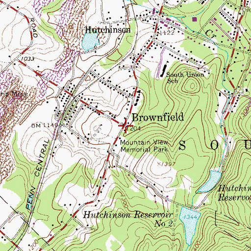 Topographic Map of Brownfield, PA