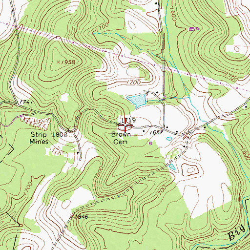 Topographic Map of Brown Cemetery, PA