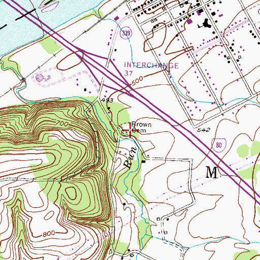 Topographic Map of Brown Cemetery, PA