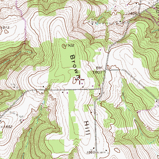 Topographic Map of Brown Hill, PA