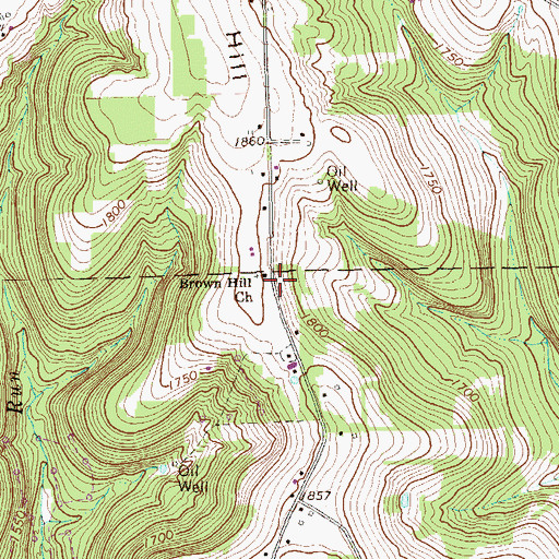 Topographic Map of Brown Hill Church, PA