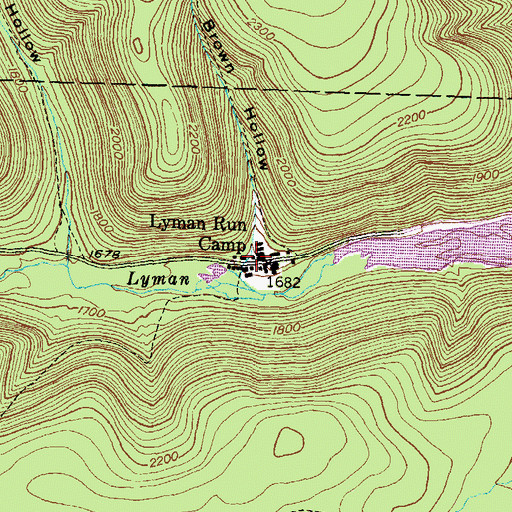 Topographic Map of Brown Hollow, PA