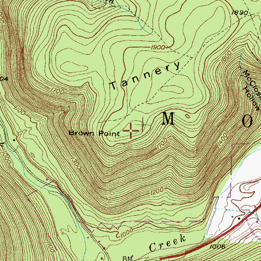 Topographic Map of Brown Point, PA