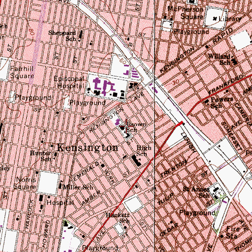 Topographic Map of Brown School, PA