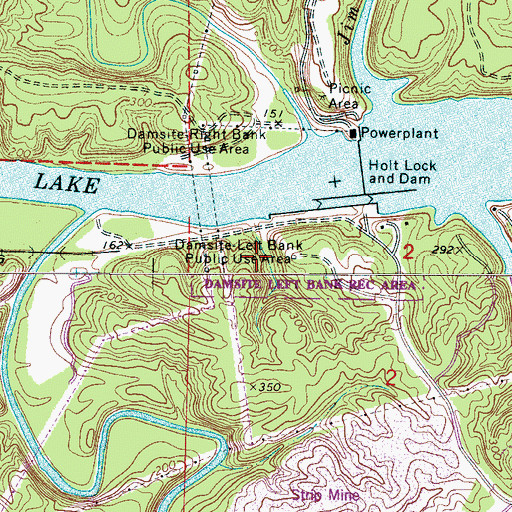Topographic Map of Holt Damsite-Left Bank Public Use Area, AL