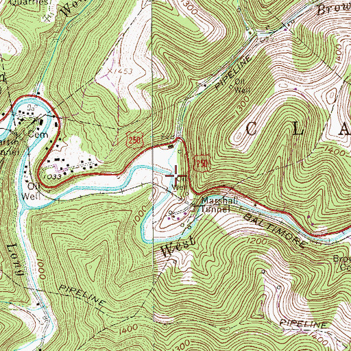 Topographic Map of Browns Run, WV