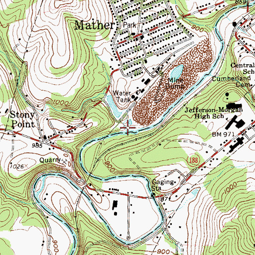 Topographic Map of Browns Run, PA
