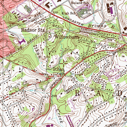 Topographic Map of Browns Run, PA