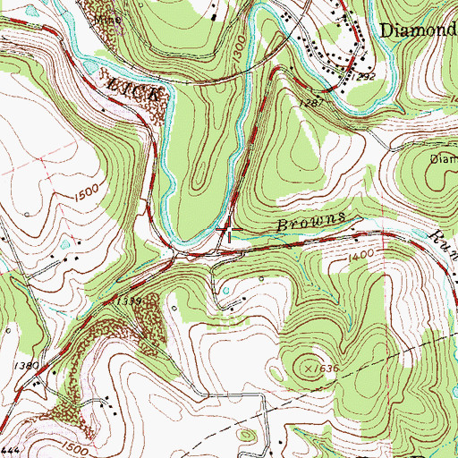 Topographic Map of Browns Run, PA