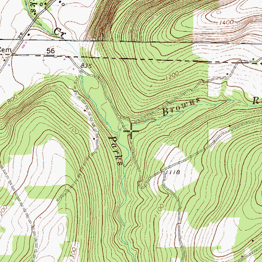 Topographic Map of Browns Run, PA