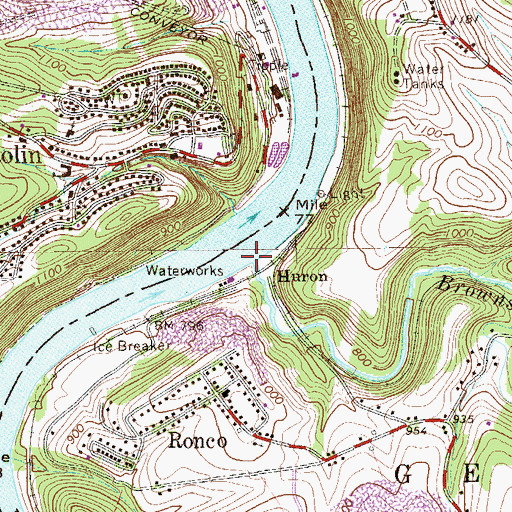 Topographic Map of Browns Run, PA