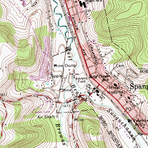 Topographic Map of Browns Run, PA