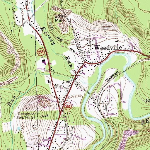 Topographic Map of Browns Run, PA