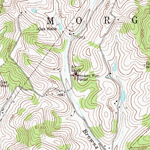 Topographic Map of Browns Run Portal, PA