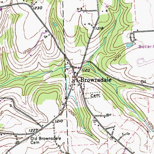 Topographic Map of Brownsdale, PA