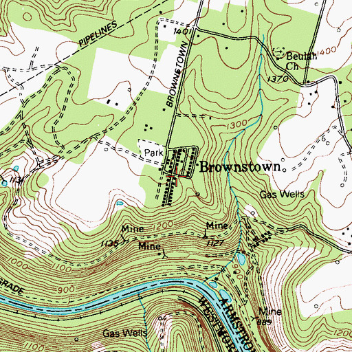 Topographic Map of Brownstown, PA