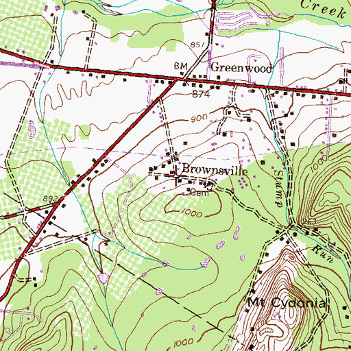 Topographic Map of Brownsville, PA