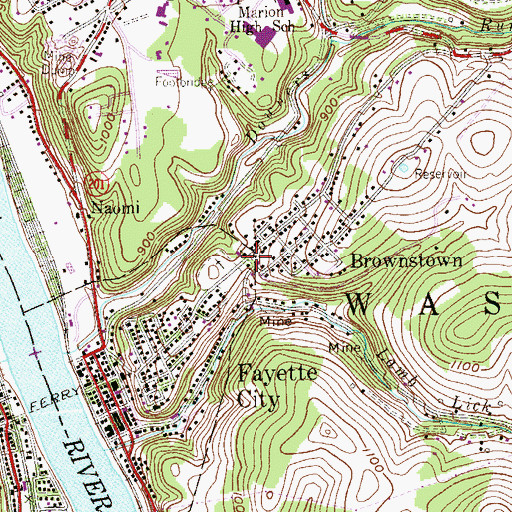 Topographic Map of Brownstown, PA