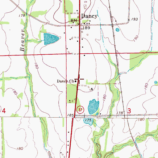 Topographic Map of Dancy First Baptist Church, AL