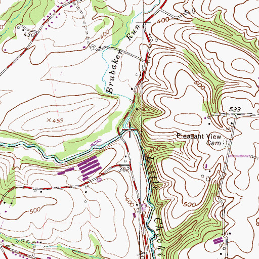 Topographic Map of Brubaker Run, PA