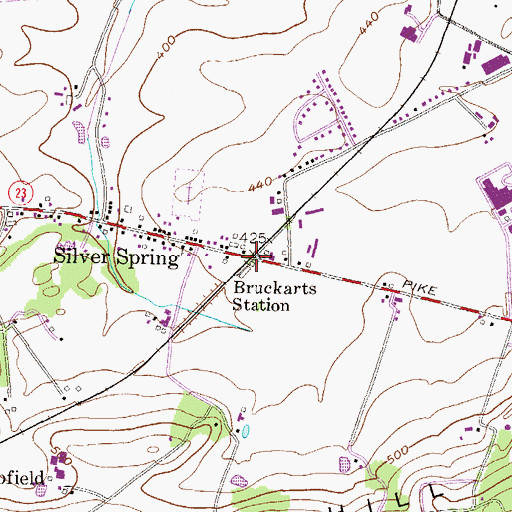 Topographic Map of Bruckarts Station, PA