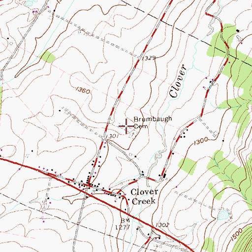 Topographic Map of Brumbaugh Cemetery, PA